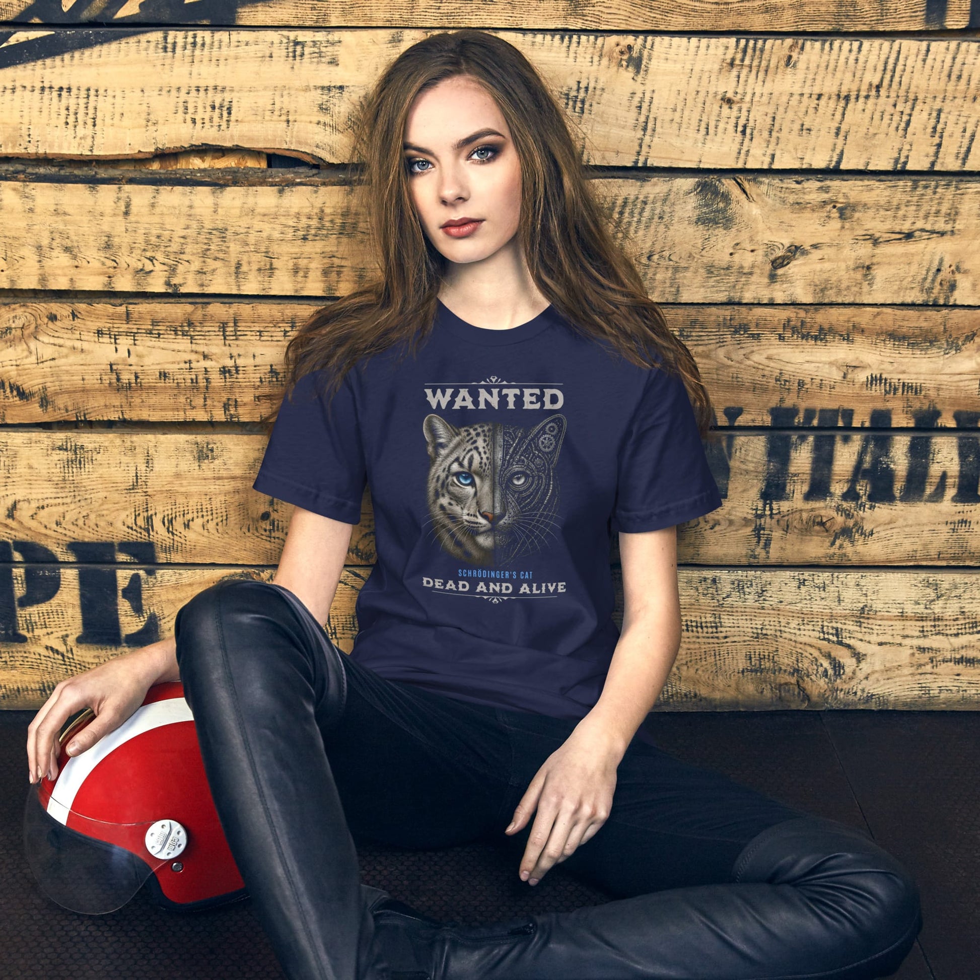OMTHREAD Schrodinger Snow Leopard Cat Shirt Wildlife Science Tee