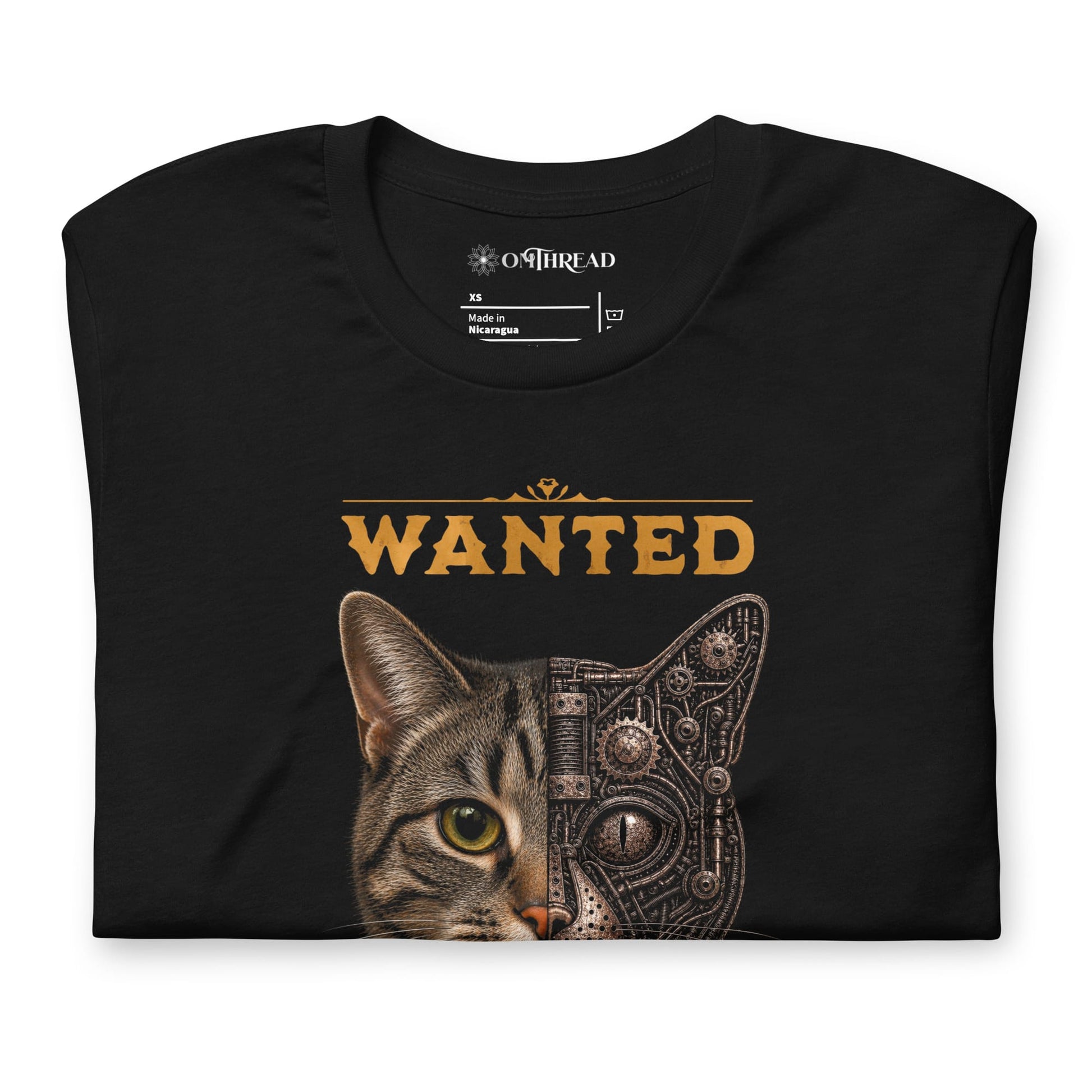 OMTHREAD Schrodinger Tabby Cat Shirt Wanted Science Graphic Tee
