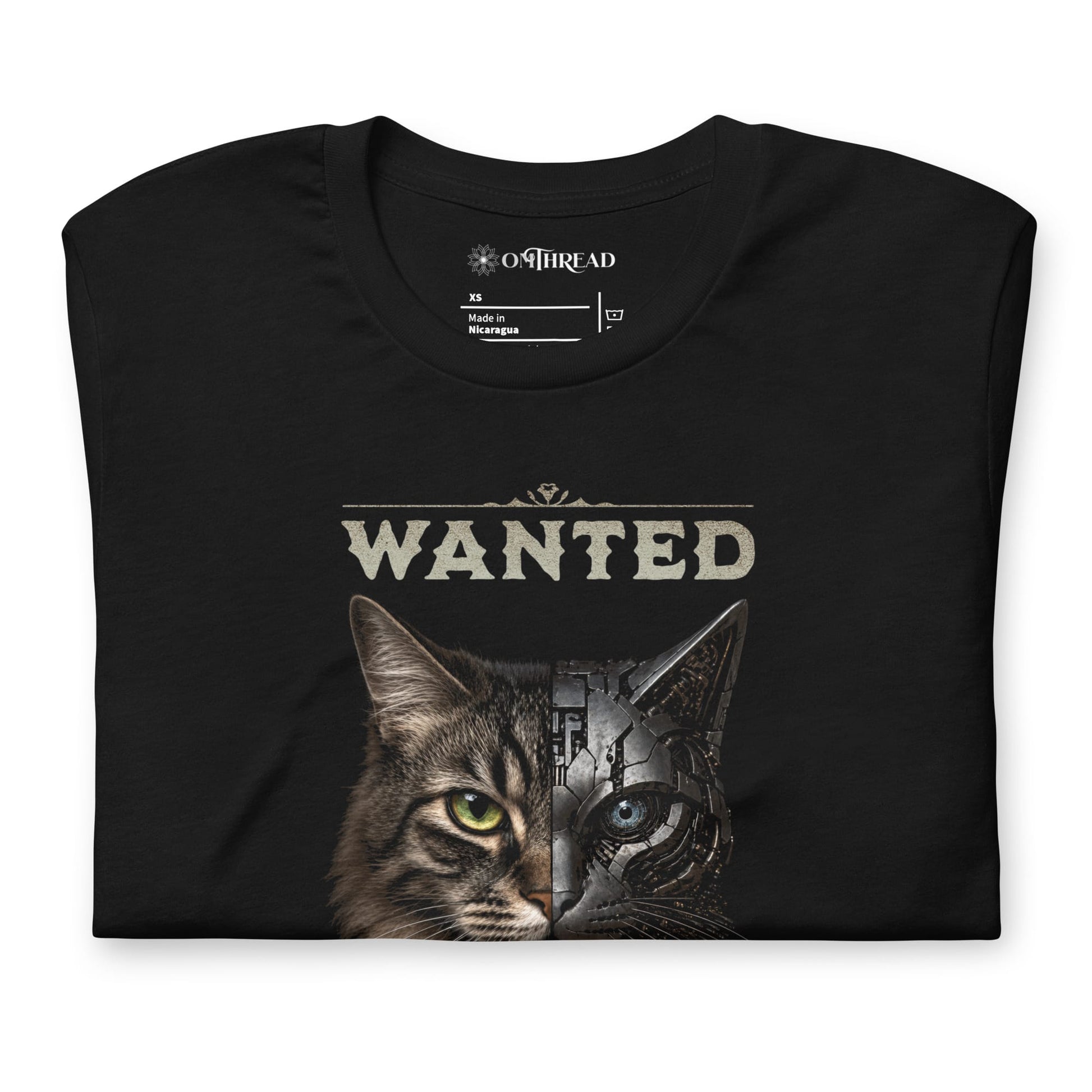 OMTHREAD Schrodinger Tabby Cat Shirt Wanted Science Graphic Tee
