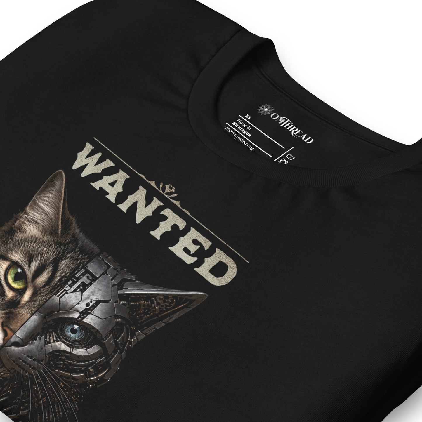 OMTHREAD Schrodinger Tabby Cat Shirt Wanted Science Graphic Tee