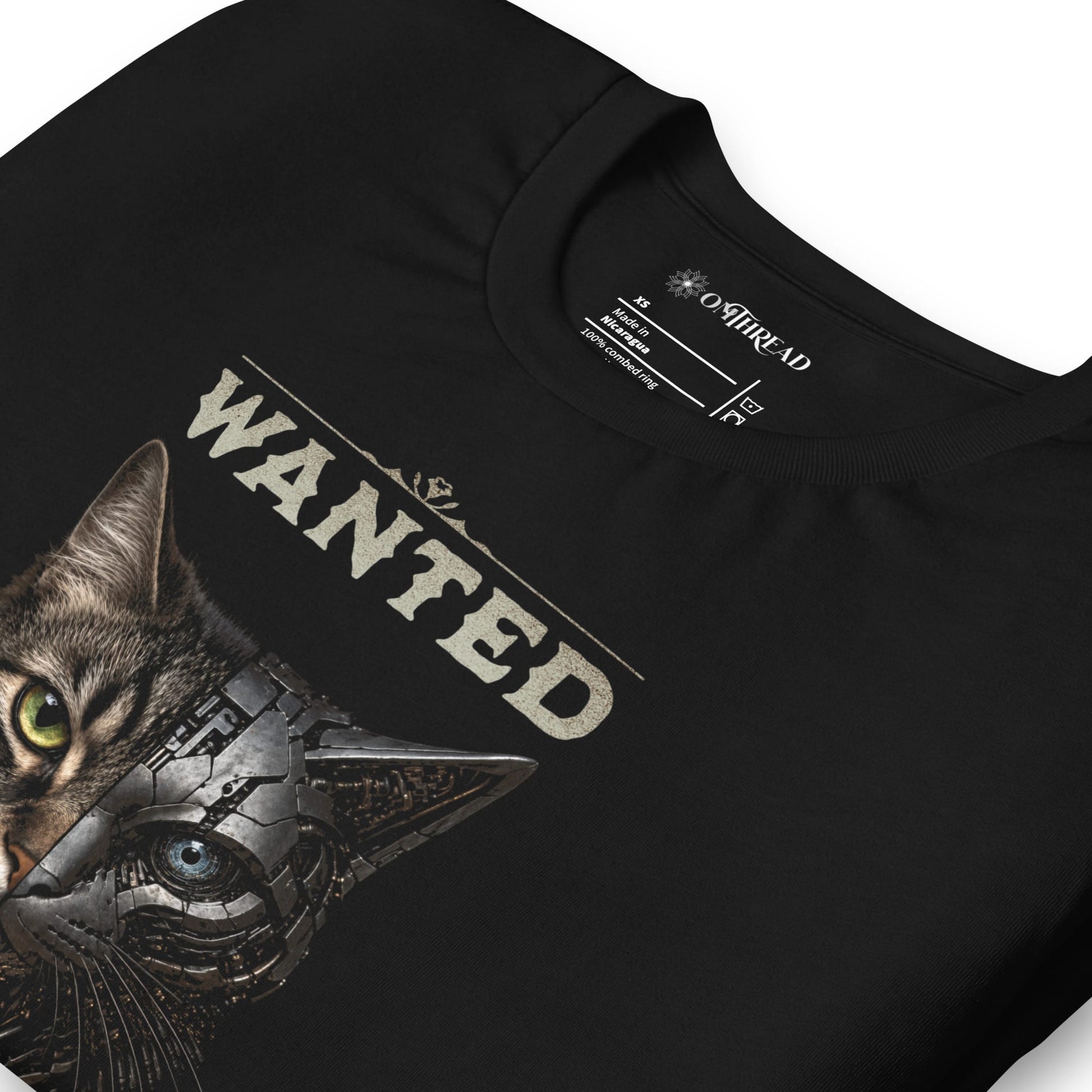 OMTHREAD Schrodinger Tabby Cat Shirt Wanted Science Graphic Tee