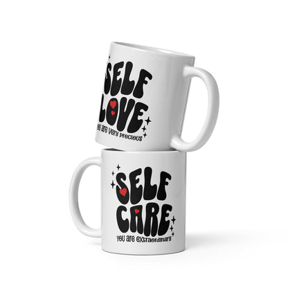 OMTHREAD Self Care Self Love - White glossy mug