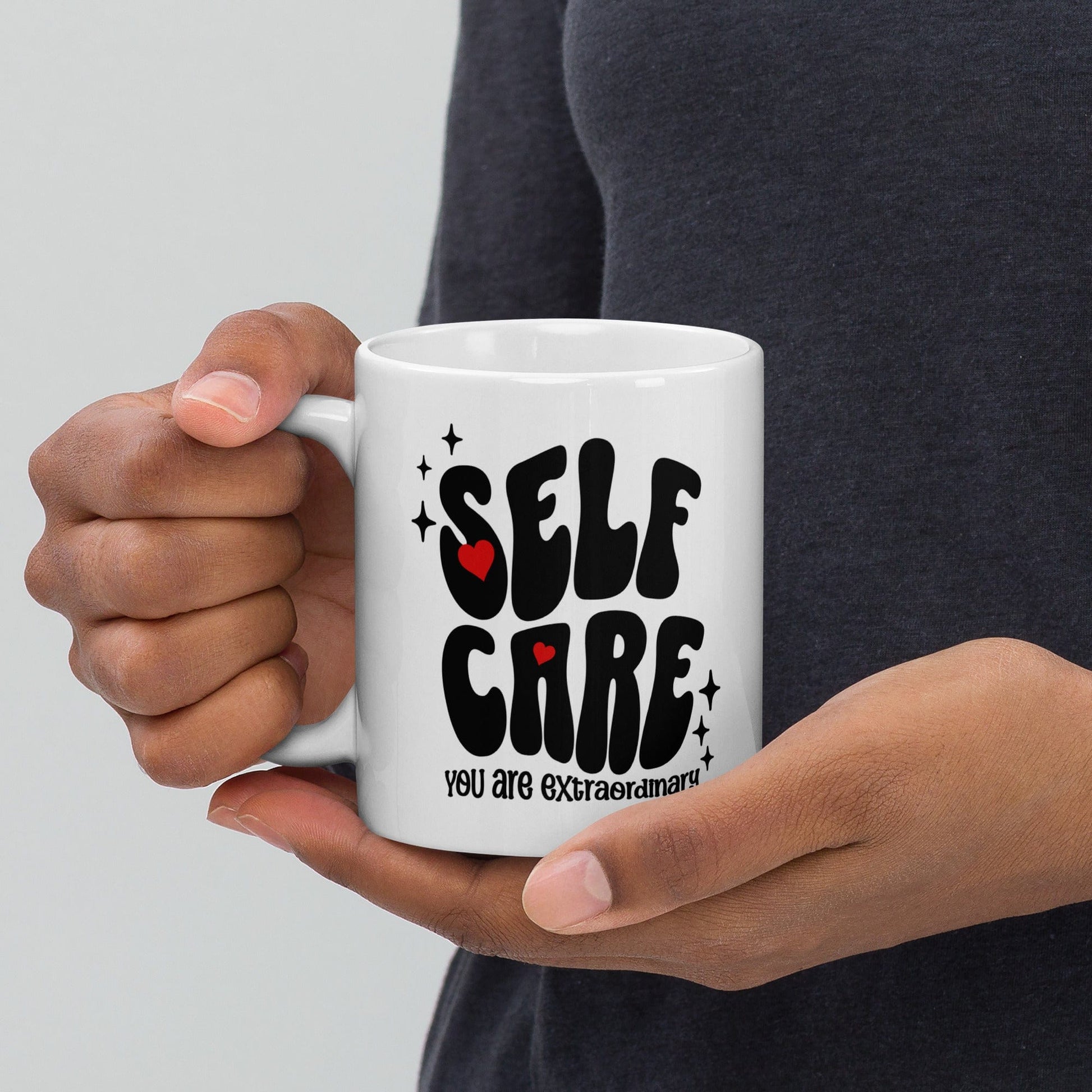 OMTHREAD Self Care Self Love - White glossy mug