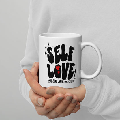 OMTHREAD Self Care Self Love - White glossy mug