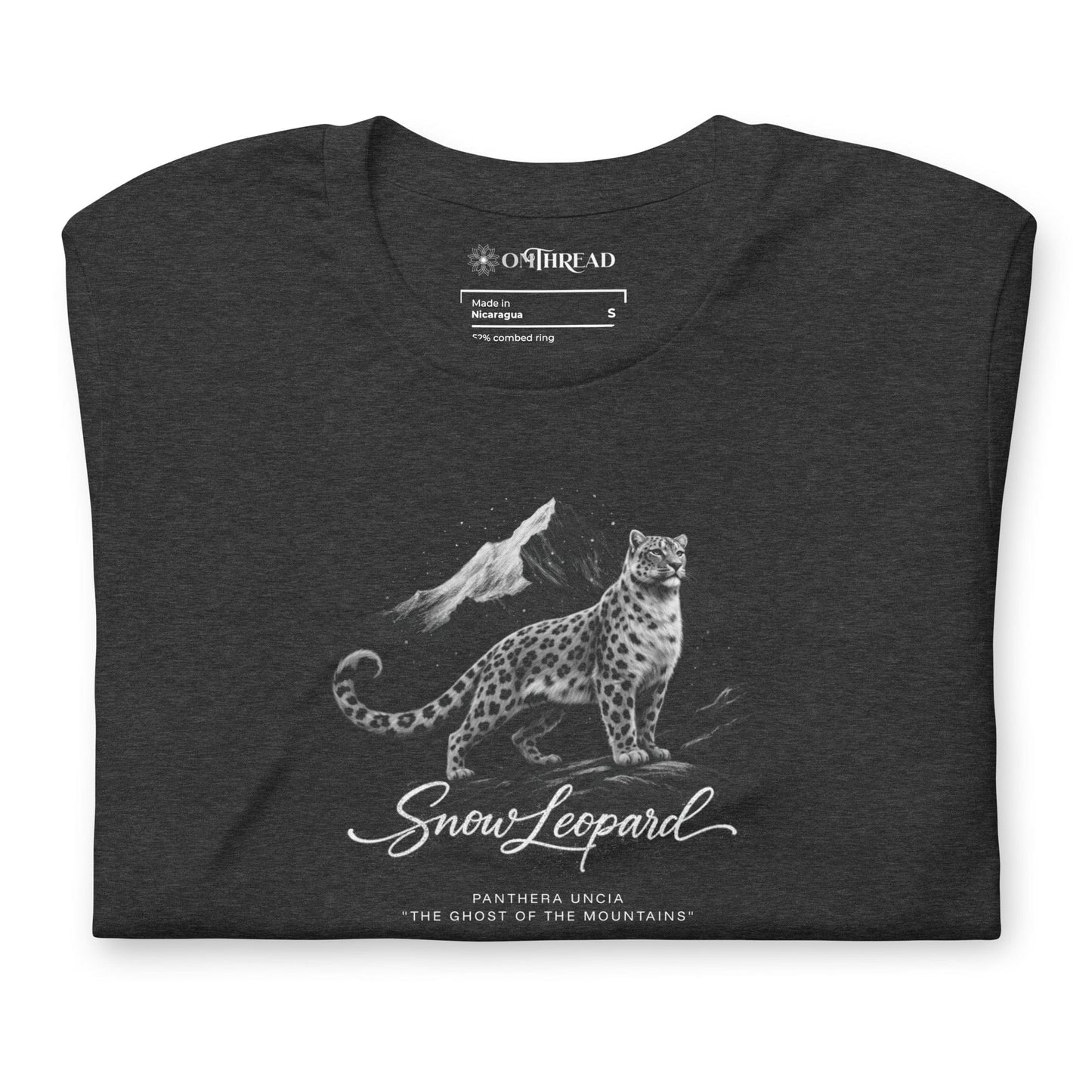 OMTHREAD Snow Leopard T-Shirt Mountain Big Cat Graphic Panthera Uncia