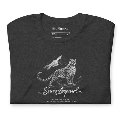 OMTHREAD Snow Leopard T-Shirt Mountain Big Cat Graphic Panthera Uncia