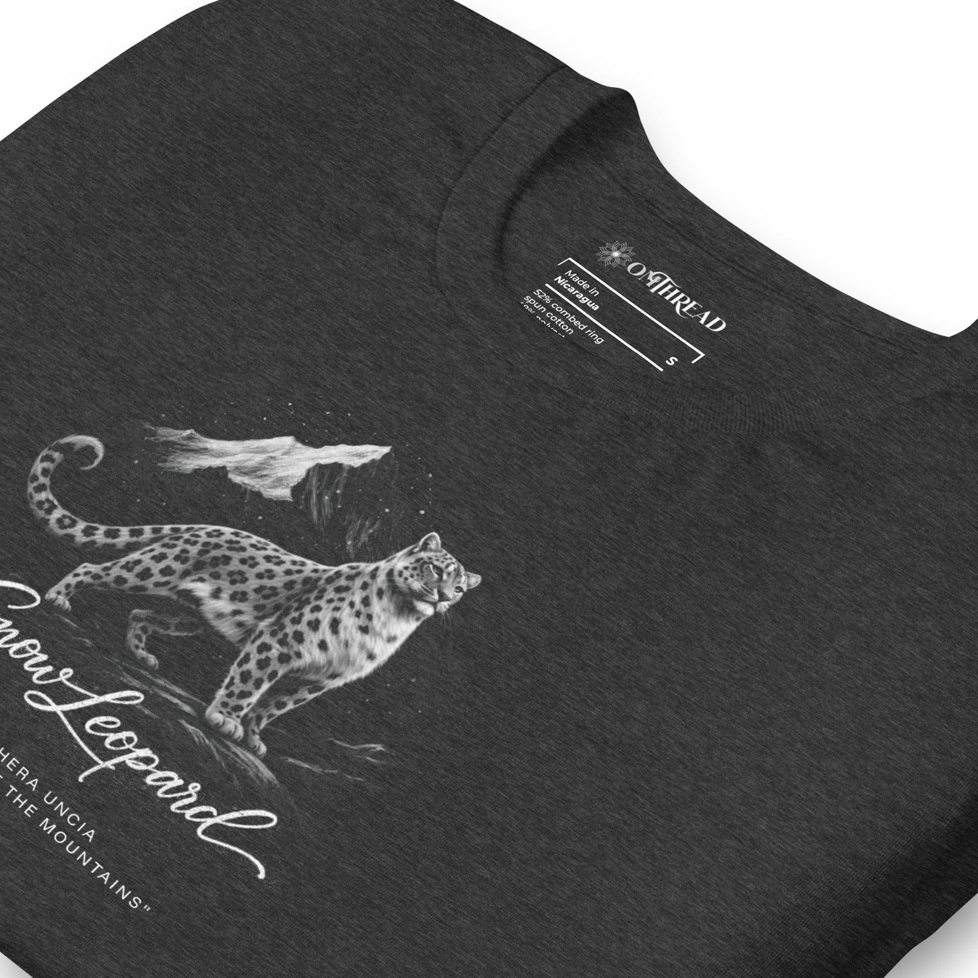 OMTHREAD Snow Leopard T-Shirt Mountain Big Cat Graphic Panthera Uncia