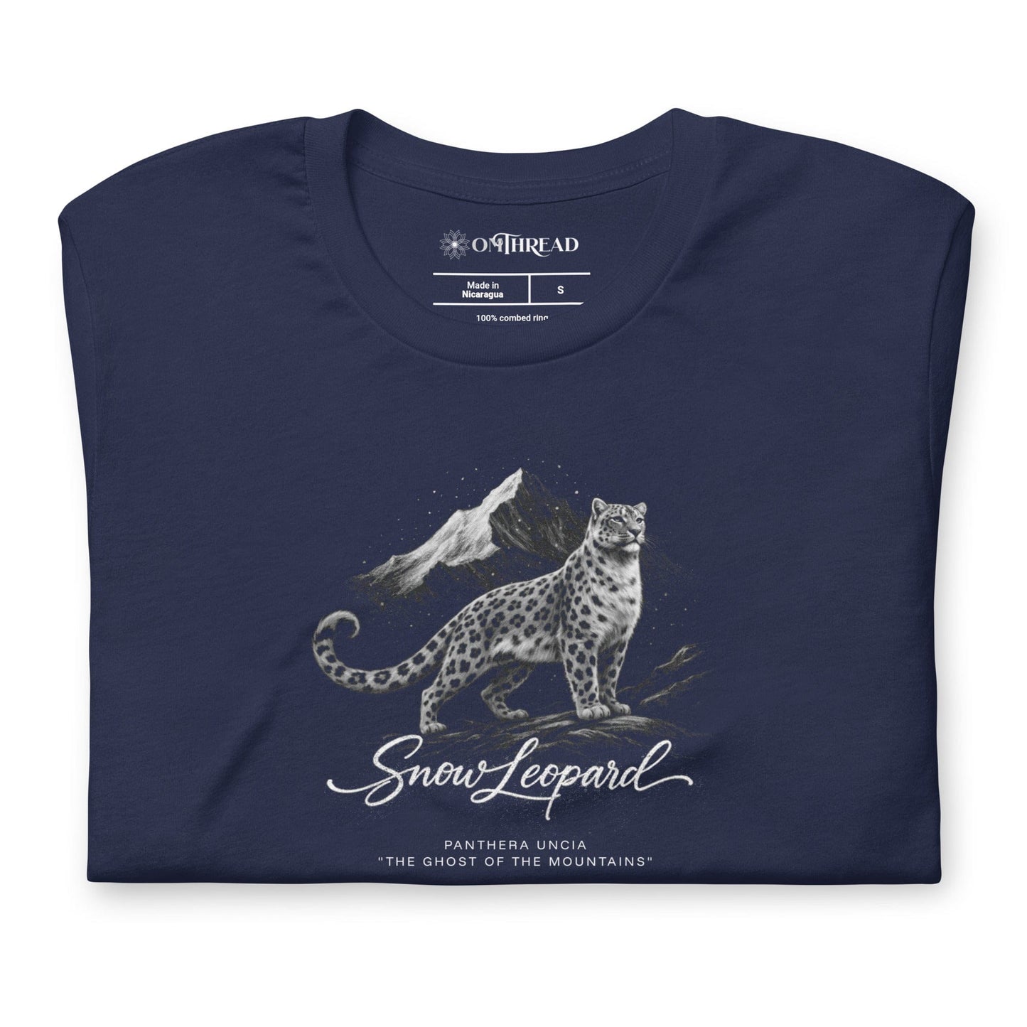 OMTHREAD Snow Leopard T-Shirt Mountain Big Cat Graphic Panthera Uncia