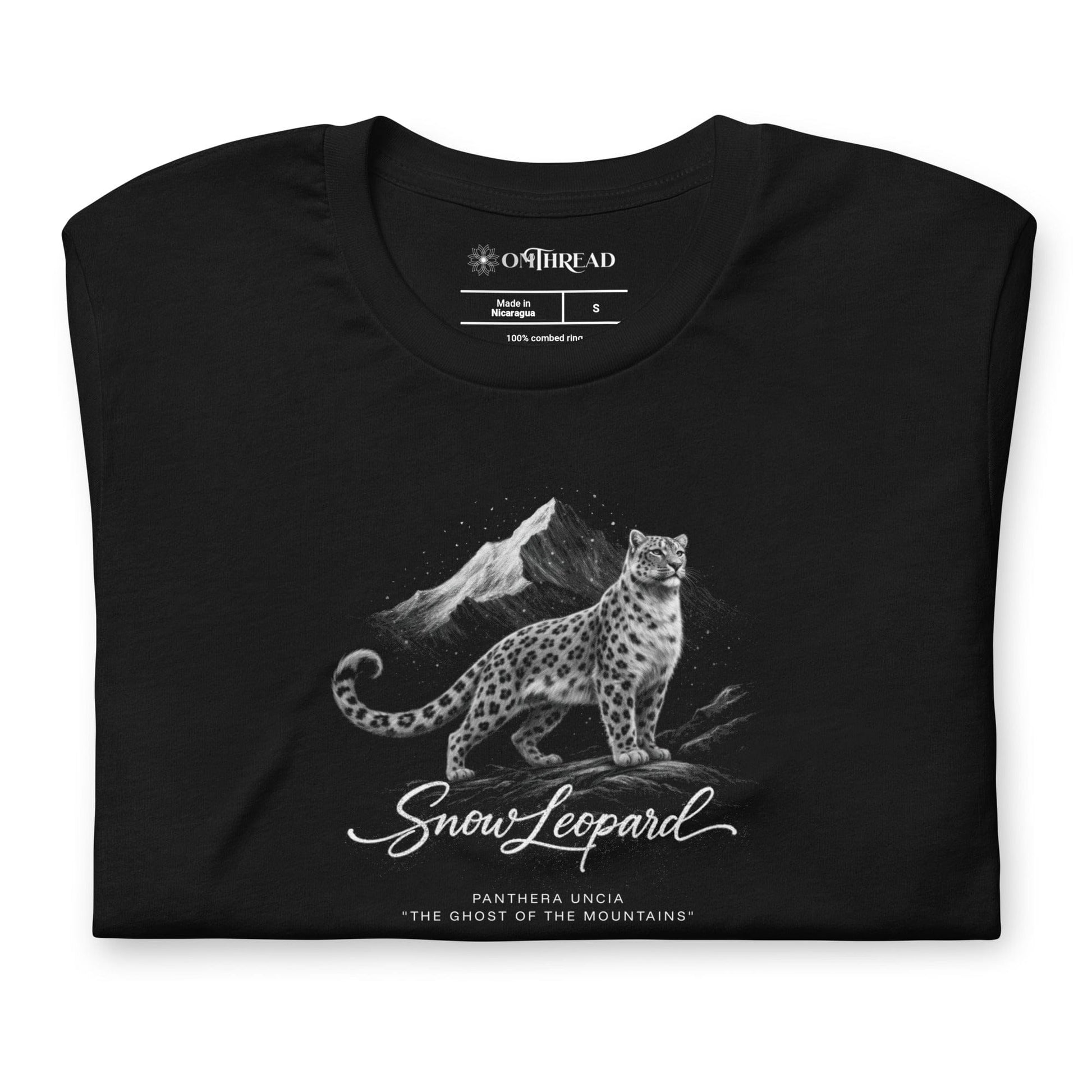 OMTHREAD Snow Leopard T-Shirt Mountain Big Cat Graphic Panthera Uncia