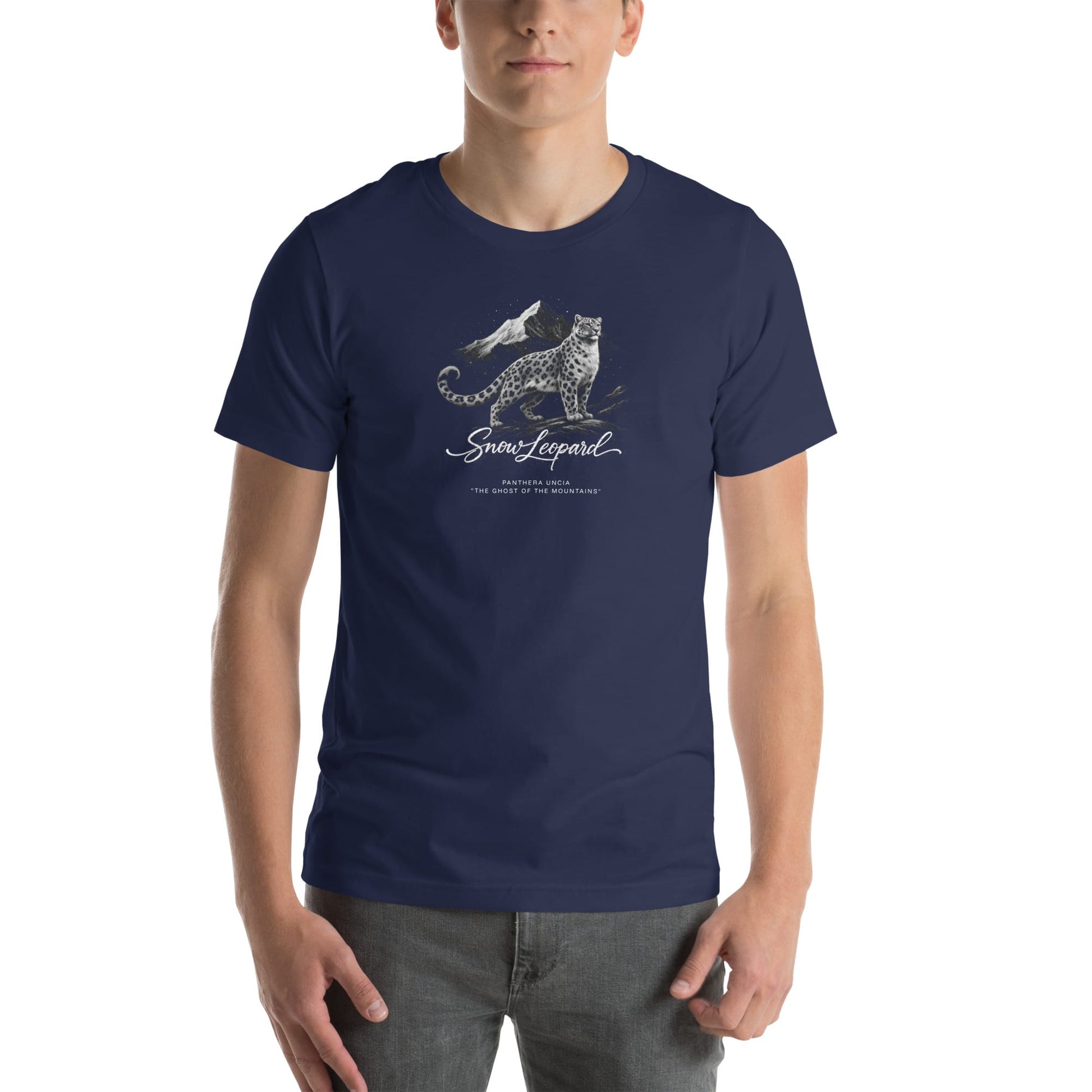 OMTHREAD Snow Leopard T-Shirt Mountain Big Cat Graphic Panthera Uncia