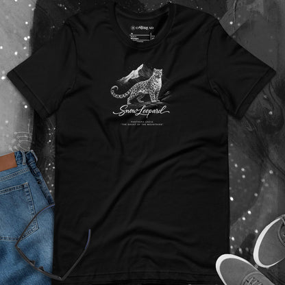 OMTHREAD Snow Leopard T-Shirt Mountain Big Cat Graphic Panthera Uncia