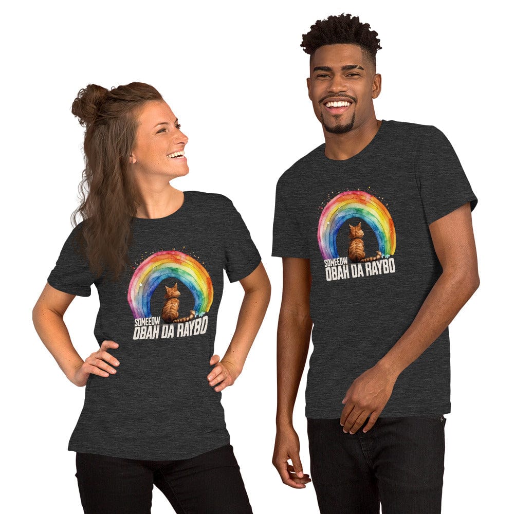 OMTHREAD Someeow Obah Da Raybo T-Shirt | Funny Cat Rainbow Graphic Tee