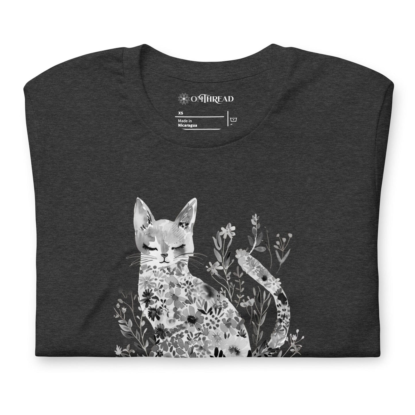 OMTHREAD Stay Wild Be Kind Cat T-Shirt | Floral Cat Nature Tee | Inspirational Wildlife Lover Shirt