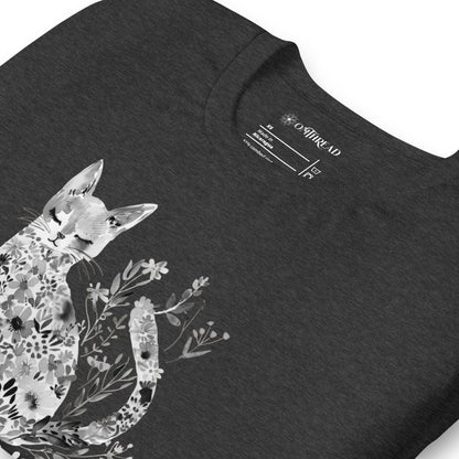 OMTHREAD Stay Wild Be Kind Cat T-Shirt | Floral Cat Nature Tee | Inspirational Wildlife Lover Shirt