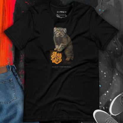 OMTHREAD Stay Wild Pallas Cat T-Shirt for Manul Wild Cat Lovers