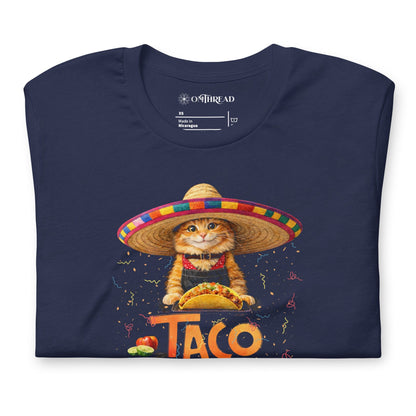 OMTHREAD Taco Tuesday Orange Cat Shirt Sombrero Fiesta Funny Tee