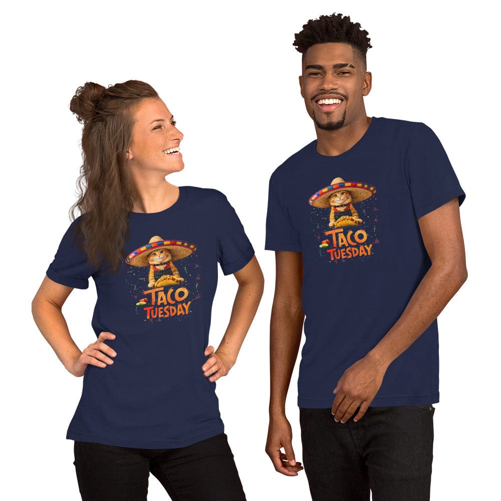 OMTHREAD Taco Tuesday Orange Cat Shirt Sombrero Fiesta Funny Tee