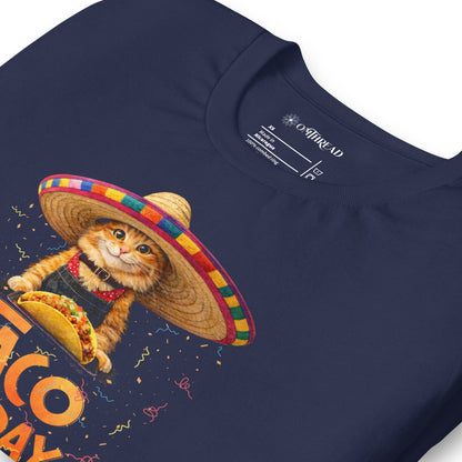 OMTHREAD Taco Tuesday Orange Cat Shirt Sombrero Fiesta Funny Tee