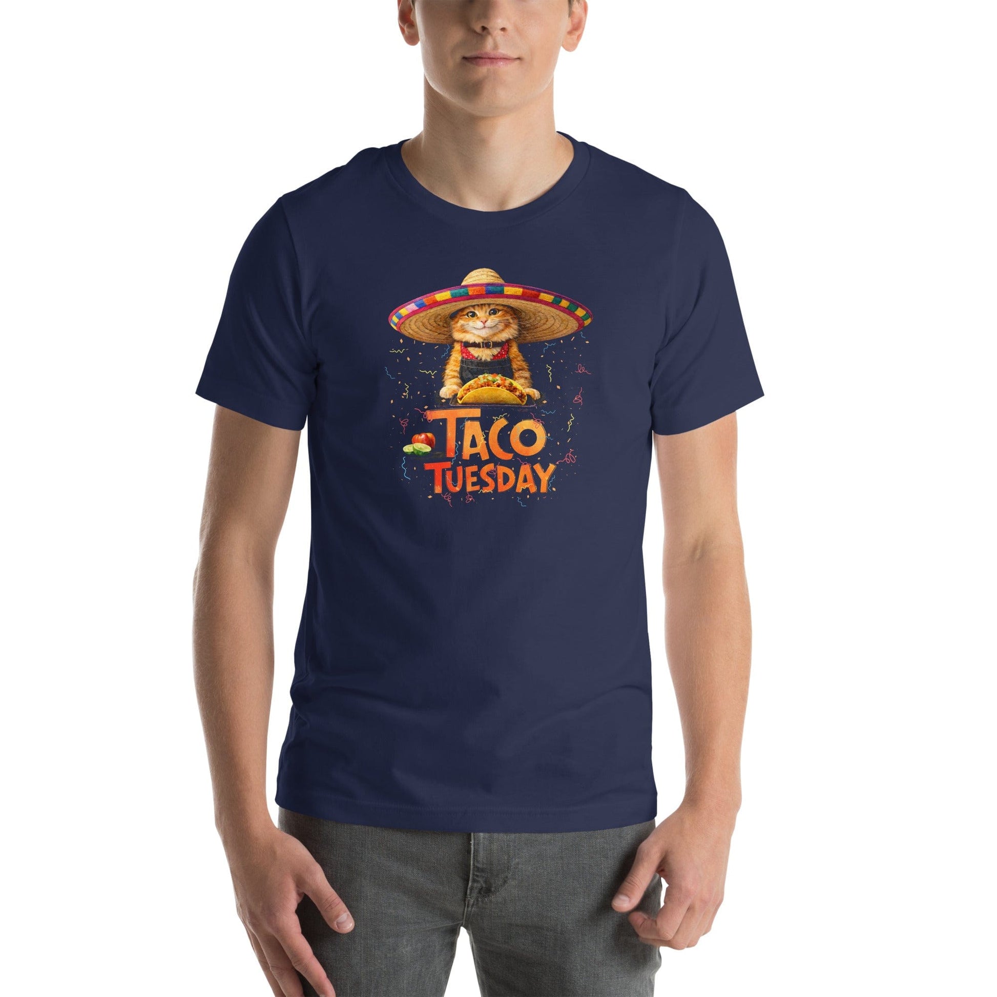 OMTHREAD Taco Tuesday Orange Cat Shirt Sombrero Fiesta Funny Tee