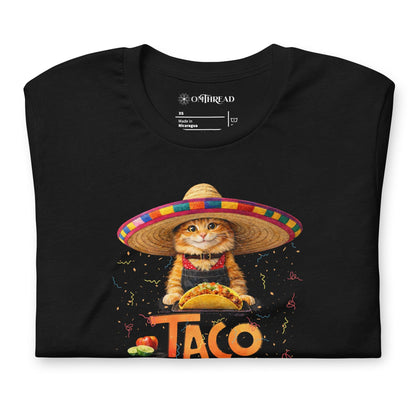 OMTHREAD Taco Tuesday Orange Cat Shirt Sombrero Fiesta Funny Tee