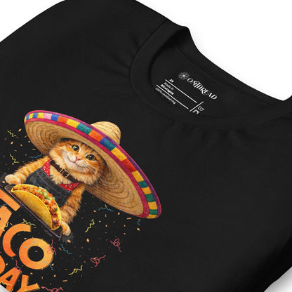 OMTHREAD Taco Tuesday Orange Cat Shirt Sombrero Fiesta Funny Tee