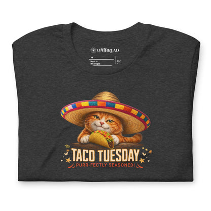 OMTHREAD Taco Tuesday Orange Cat Shirt Sombrero Fiesta Graphic Tee