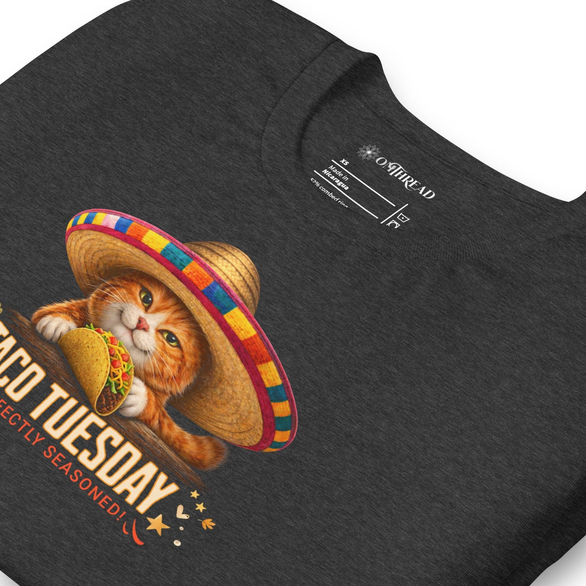 OMTHREAD Taco Tuesday Orange Cat Shirt Sombrero Fiesta Graphic Tee