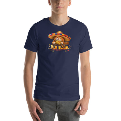 OMTHREAD Taco Tuesday Orange Cat Sombrero Shirt Fiesta Graphic Tee