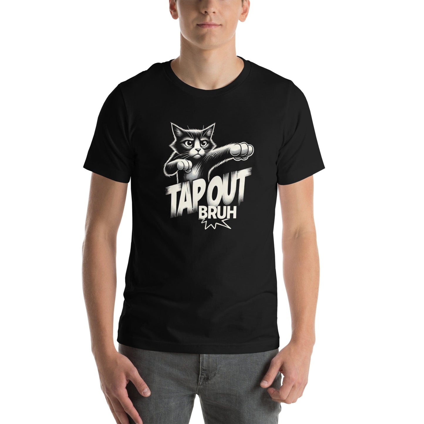 OMTHREAD Tap Out Bruh Cat T-Shirt | Funny Fighting Cat Lover Graphic Tee