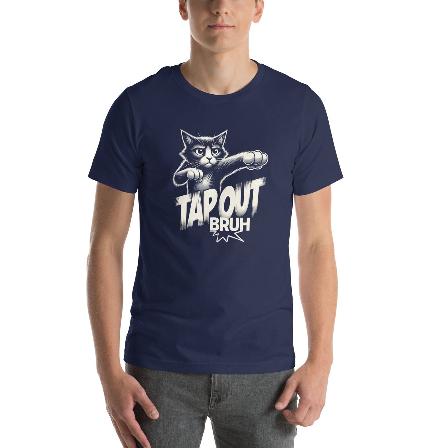 OMTHREAD Tap Out Bruh Cat T-Shirt | Funny Fighting Cat Lover Graphic Tee