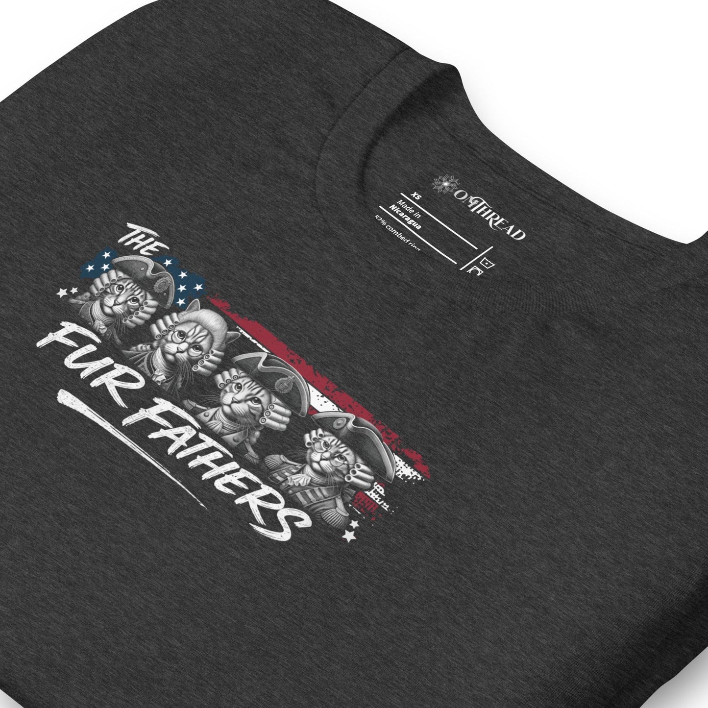 OMTHREAD The Fur Fathers Patriotic Cat Dad Shirt Funny July 4 Tee