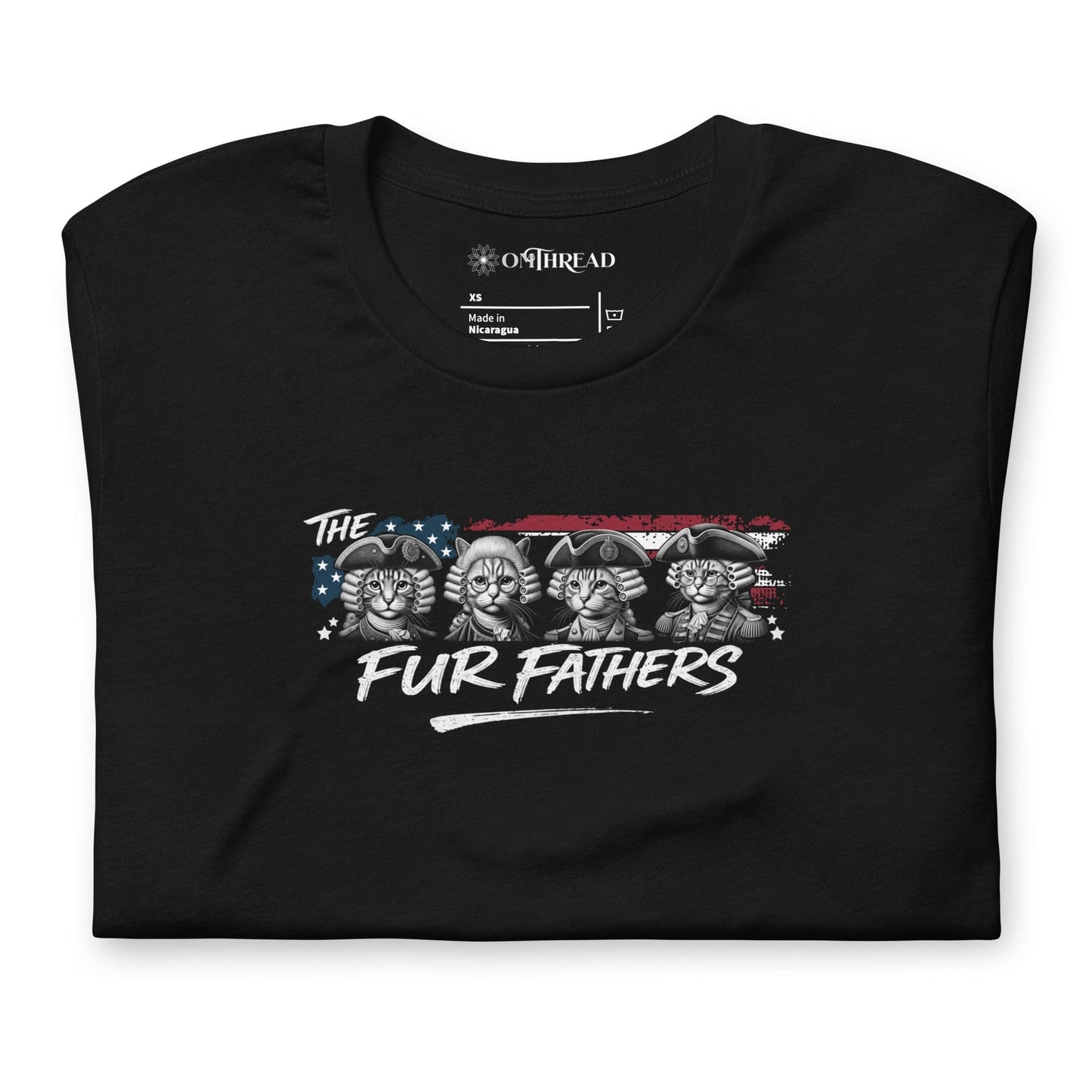 OMTHREAD The Fur Fathers Patriotic Cat Dad Shirt Funny July 4 Tee