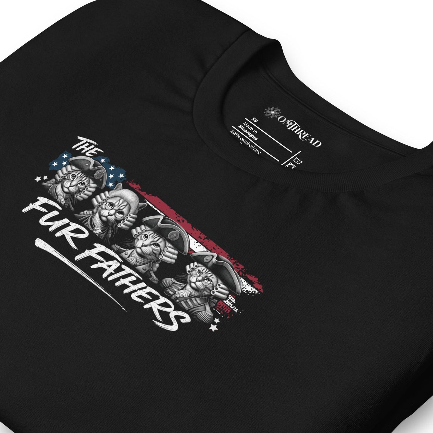 OMTHREAD The Fur Fathers Patriotic Cat Dad Shirt Funny July 4 Tee