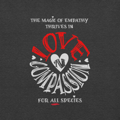 OMTHREAD The Magic of Empathy Thrives in Love 'N Compassion For All Species Retro Heart Graphic Tee,