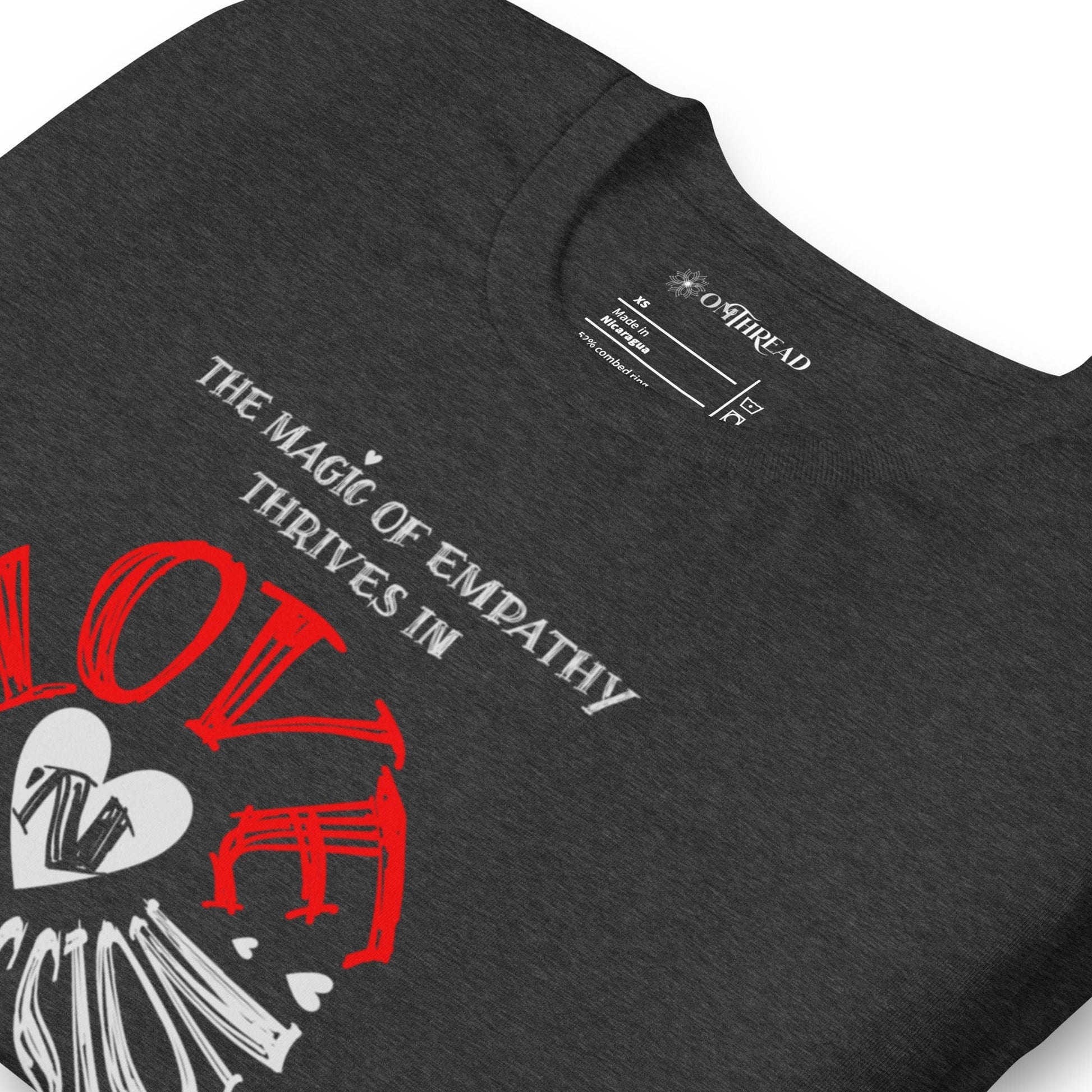 OMTHREAD The Magic of Empathy Thrives in Love 'N Compassion For All Species Retro Heart Graphic Tee,