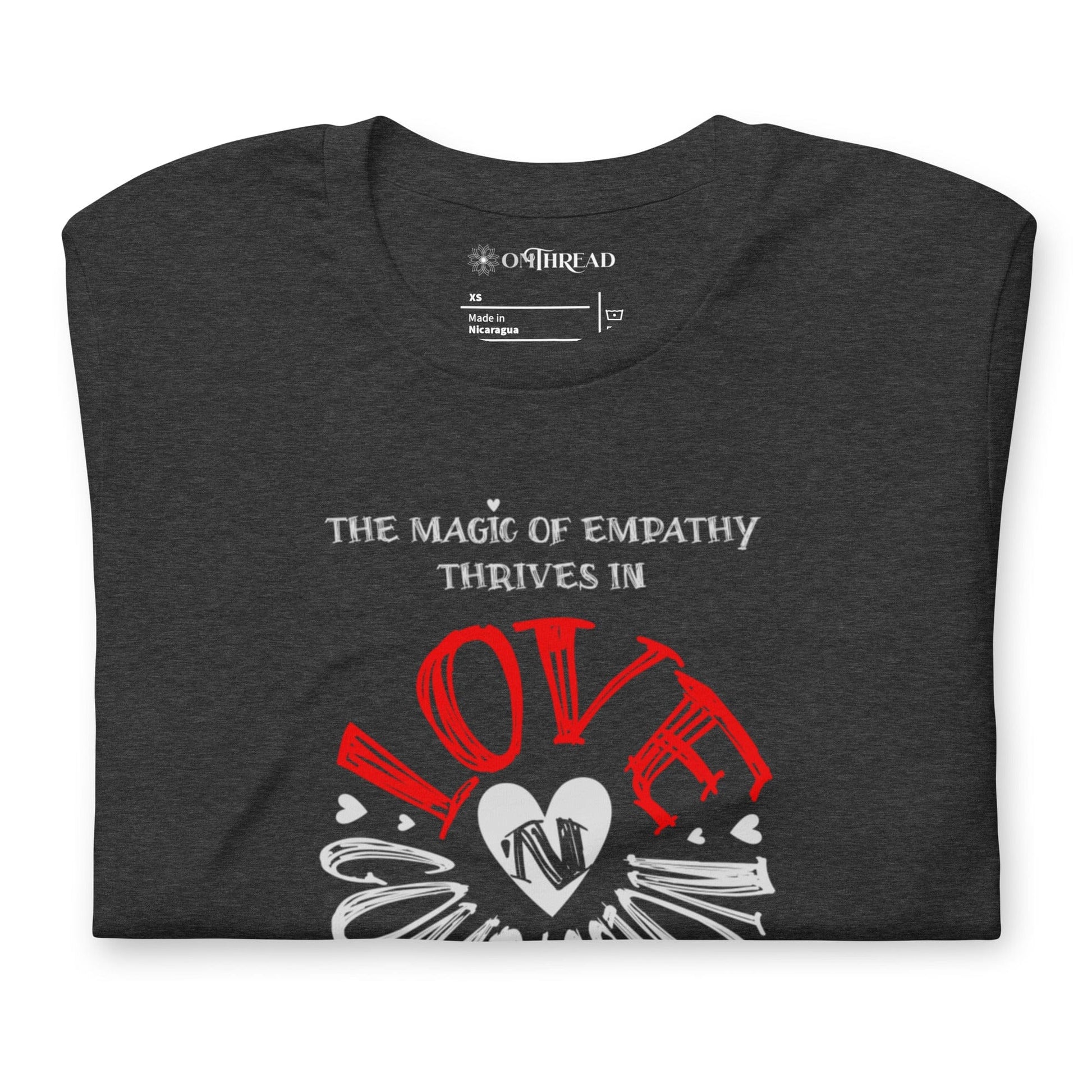 OMTHREAD The Magic of Empathy Thrives in Love 'N Compassion For All Species Retro Heart Graphic Tee,