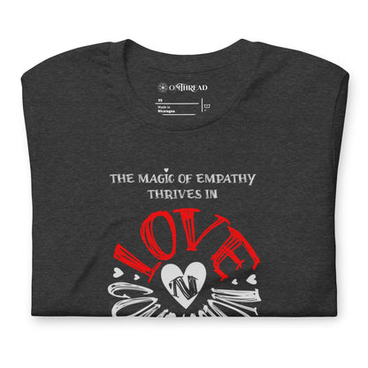 OMTHREAD The Magic of Empathy Thrives in Love 'N Compassion For All Species Retro Heart Graphic Tee,