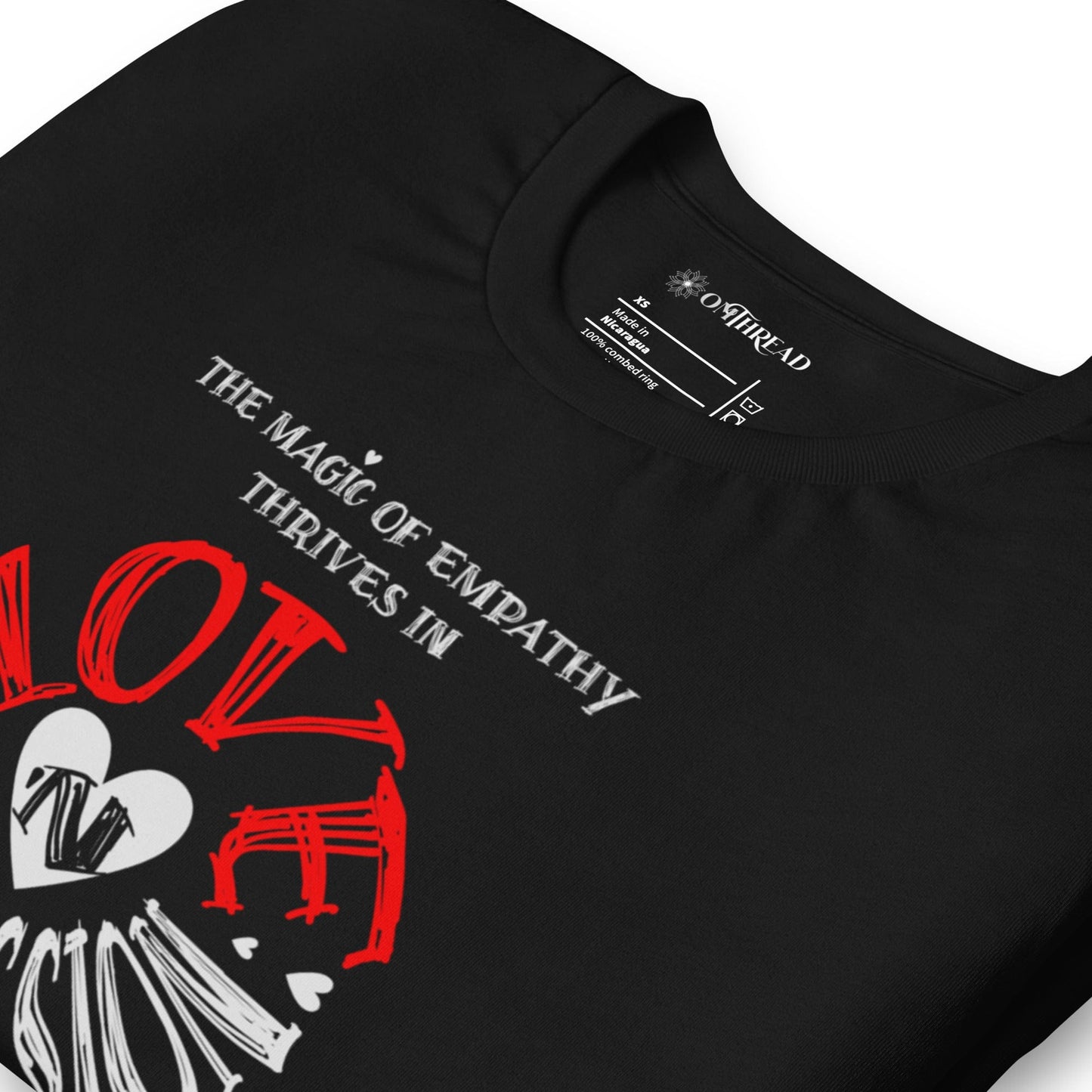 OMTHREAD The Magic of Empathy Thrives in Love 'N Compassion For All Species Retro Heart Graphic Tee,