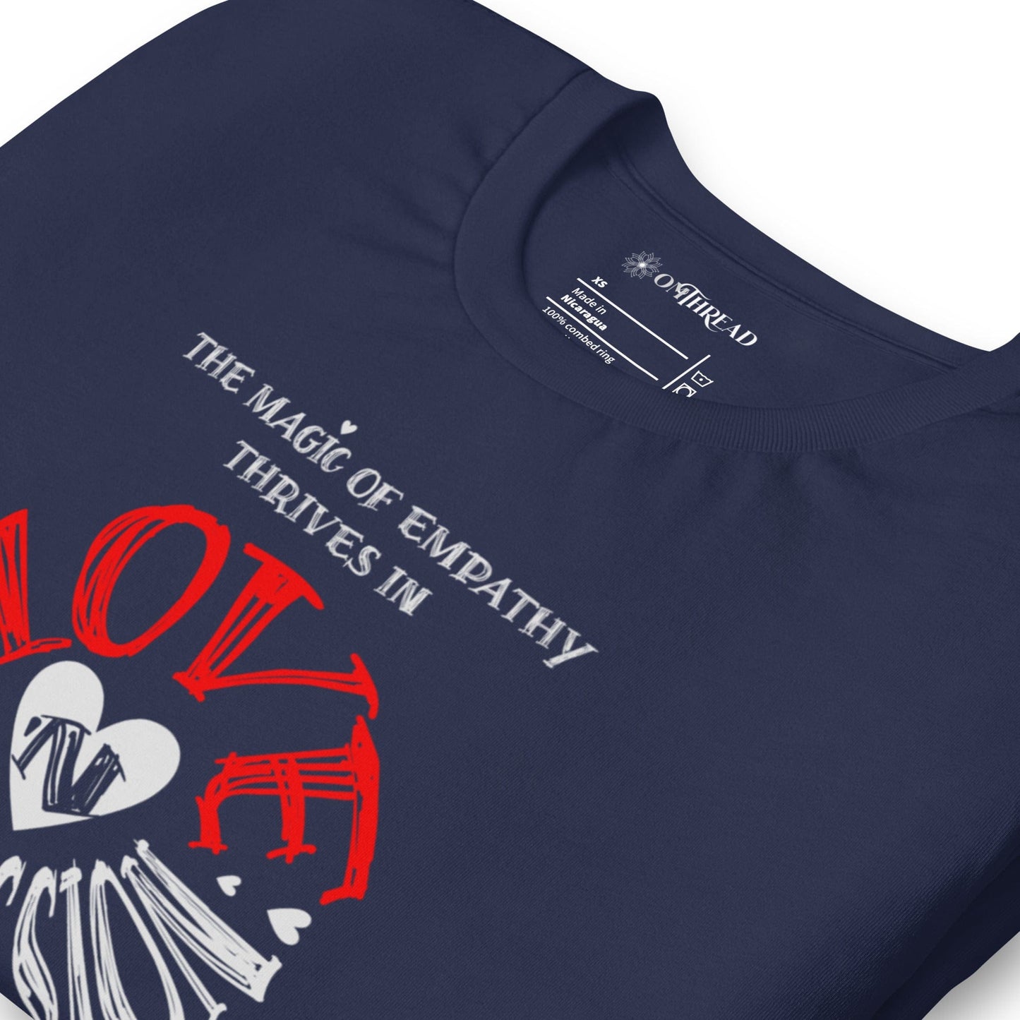 OMTHREAD The Magic of Empathy Thrives in Love 'N Compassion For All Species Retro Heart Graphic Tee,