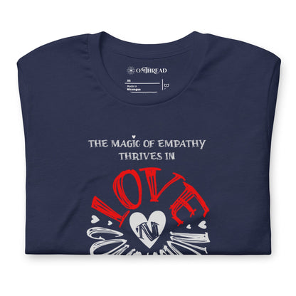 OMTHREAD The Magic of Empathy Thrives in Love 'N Compassion For All Species Retro Heart Graphic Tee,