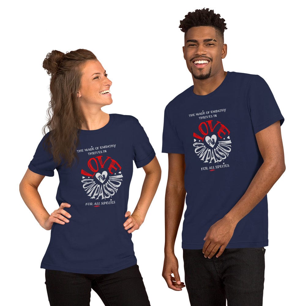 OMTHREAD The Magic of Empathy Thrives in Love 'N Compassion For All Species Retro Heart Graphic Tee,
