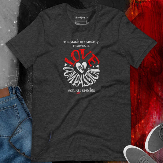 OMTHREAD The Magic of Empathy Thrives in Love 'N Compassion For All Species Retro Heart Graphic Tee,