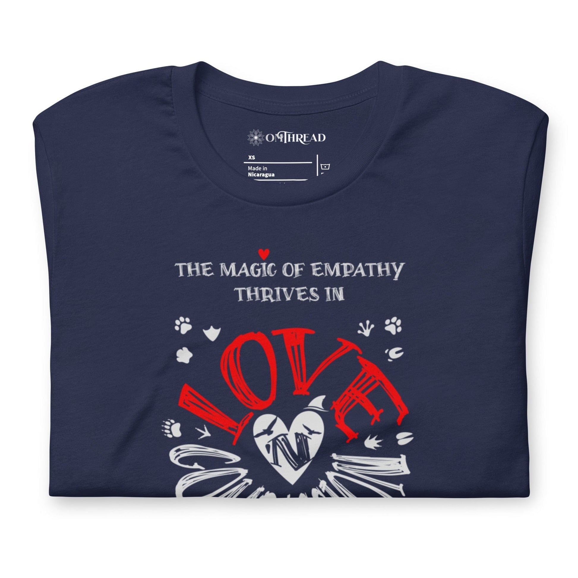 OMTHREAD The Magic of Empathy Thrives in Love 'N Compassion For All Species Retro Heart Graphic Tee,