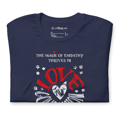 OMTHREAD The Magic of Empathy Thrives in Love 'N Compassion For All Species Retro Heart Graphic Tee,
