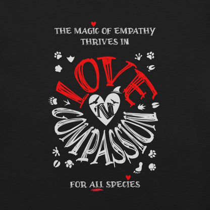 OMTHREAD The Magic of Empathy Thrives in Love 'N Compassion For All Species Retro Heart Graphic Tee,