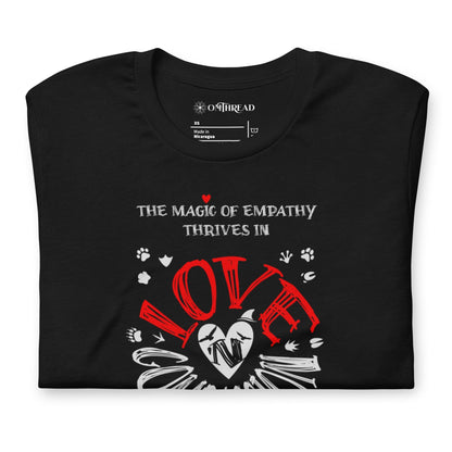 OMTHREAD The Magic of Empathy Thrives in Love 'N Compassion For All Species Retro Heart Graphic Tee,