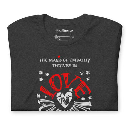 OMTHREAD The Magic of Empathy Thrives in Love 'N Compassion For All Species Retro Heart Graphic Tee,
