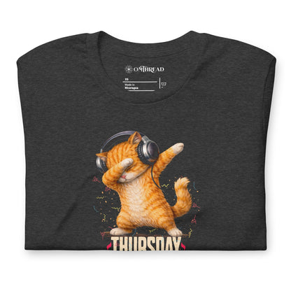OMTHREAD Thursday Feels Like Friday Dancing Cat Headphones Shirt