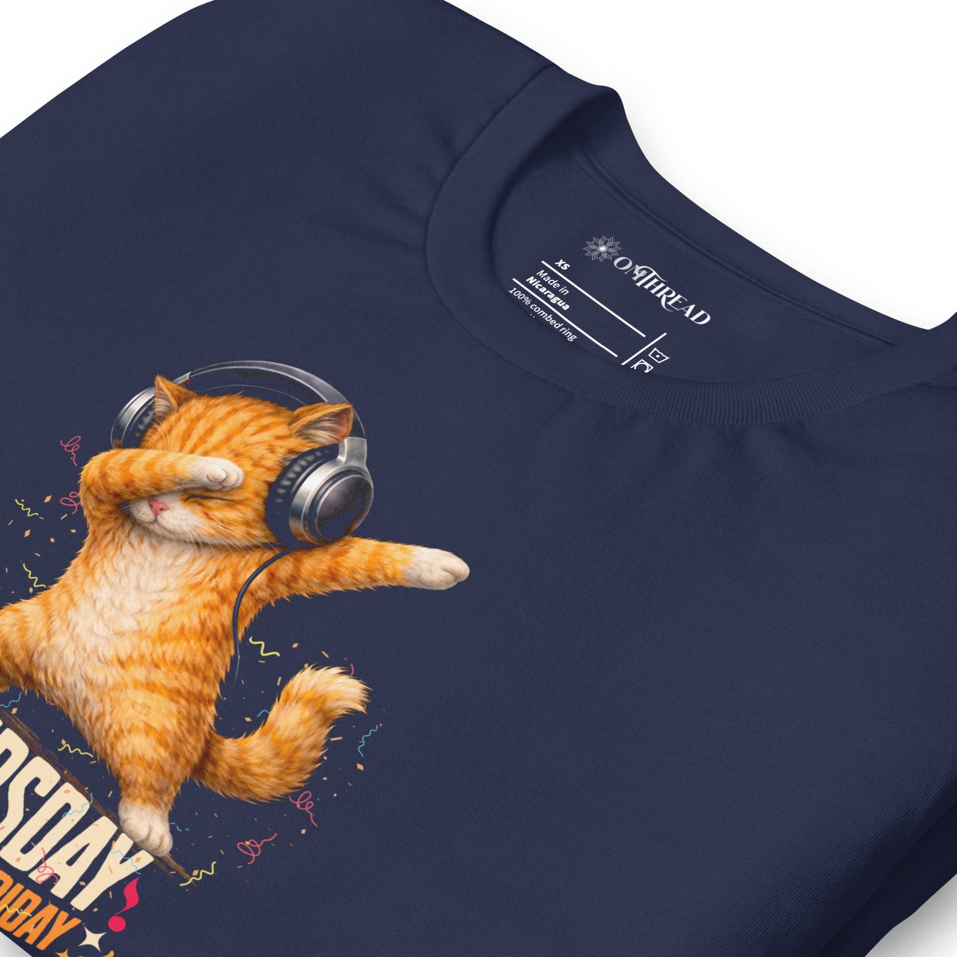 OMTHREAD Thursday Feels Like Friday Dancing Cat Headphones Shirt