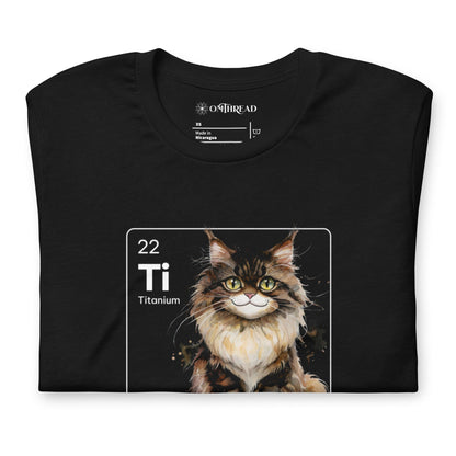 OMTHREAD Titanium Soul Majestic Maine Coon Tee | Ti Element Cat Shirt | Chemistry Cat Lover Gift